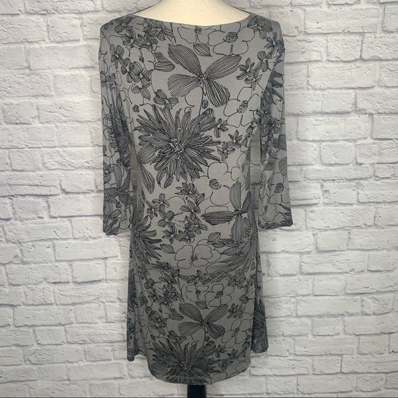 Bryn Walker Irys Floral Gallery Gray Shift Tunic Dress - Picture 5 of 13